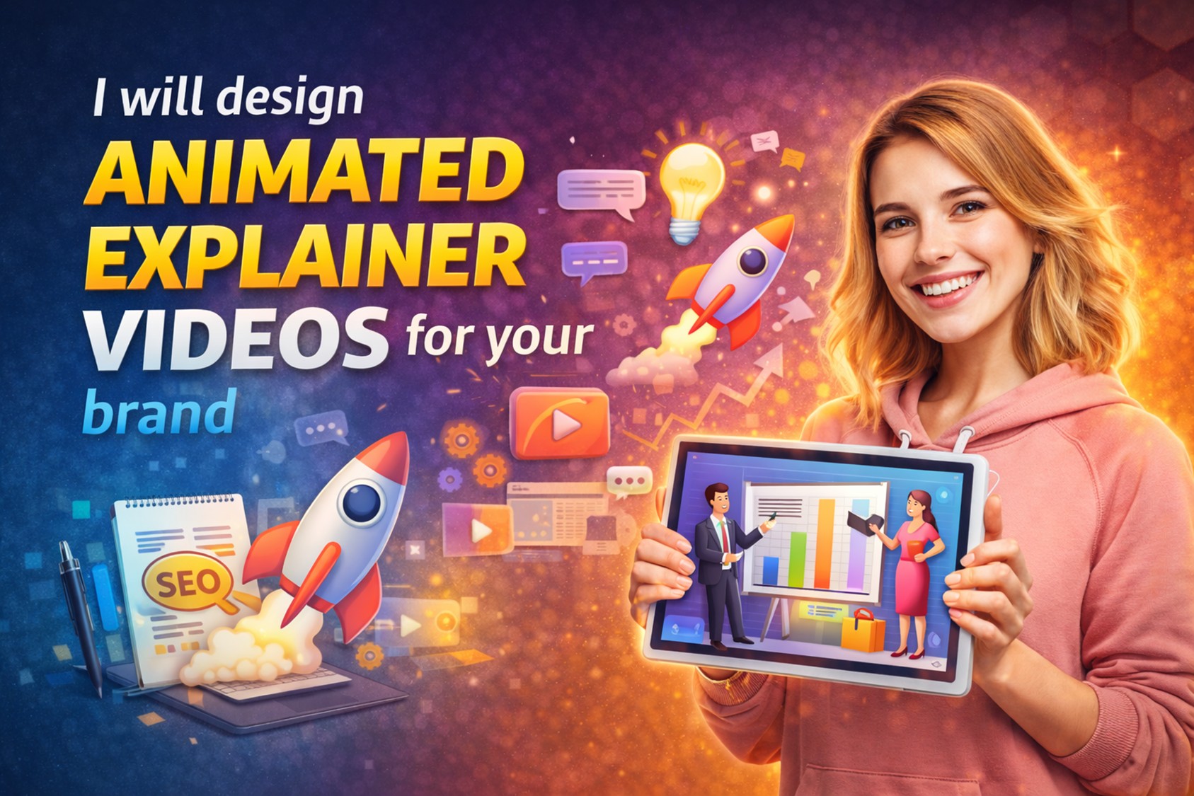 I will design animated explainer videos for your brand (storyboard + motion + subtitles)