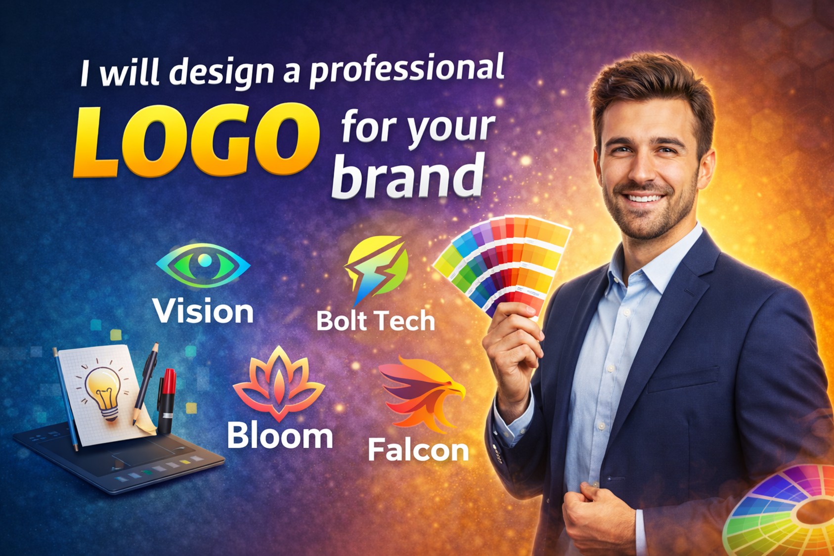 I will design a professional logo for your brand (modern + memorable + ready for print & web)