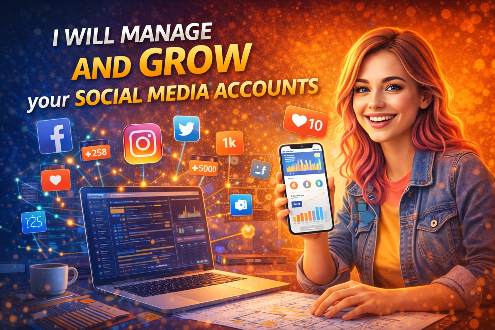 I will manage and grow your social media accounts (content plan + posting + engagement)
