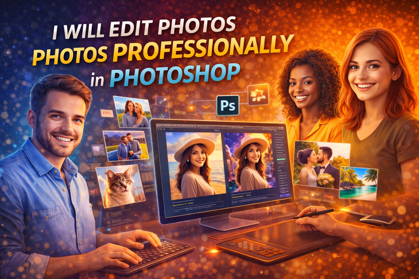 I will edit photos professionally in Photoshop (retouch, background remove, color, product, portrait)
